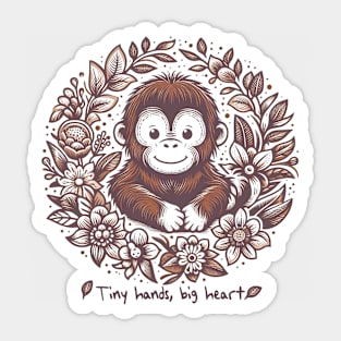 Orangutan floral: Tiny Hand big hearts Sticker